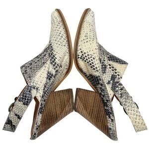 Free People Silverton Snakeskin Leather Mules Slingback Heels 38 Western Boho